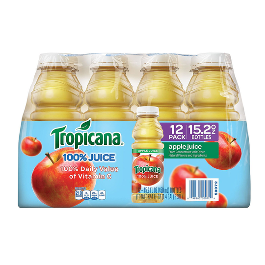 Tropicana 100% Apple Juice, 15.2 fl oz, 12 ct
