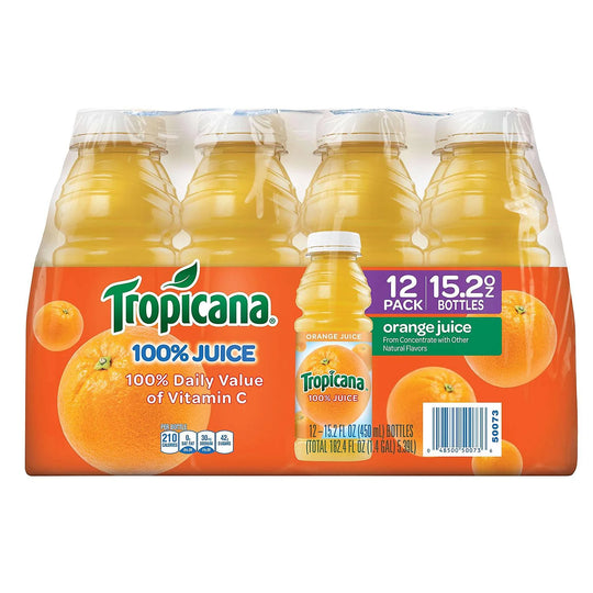 Tropicana 100% Orange Juice, 15.2 fl oz, 12 ct