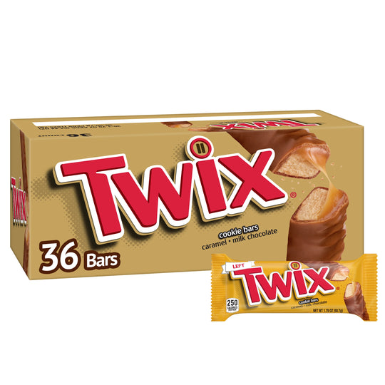 Twix Caramel Cookie Chocolate Candy Bar, Full Size, 1.79 oz, 36 ct