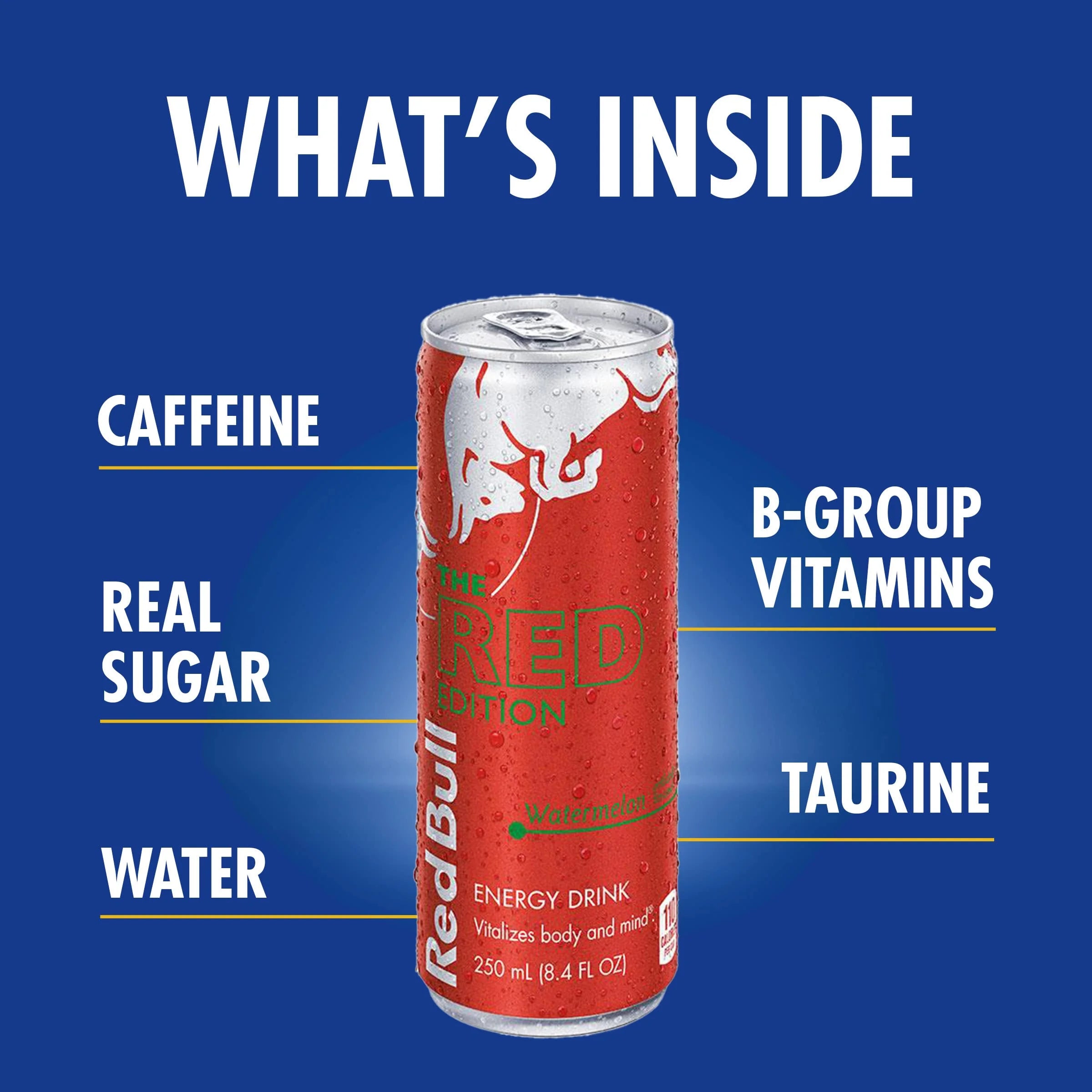 Red Bull Red Edition Energy Drink, Sugar Free, Watermelon, 8.4 fl oz, 24 ct