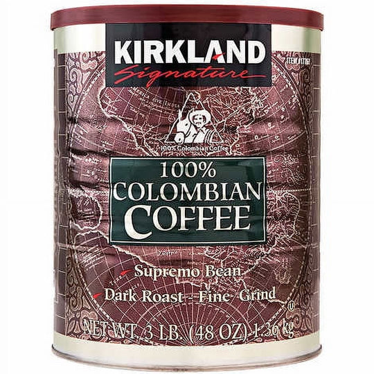 Kirkland Signature 100% Colombian Ground Coffee, Dark Roast, 3 lbs