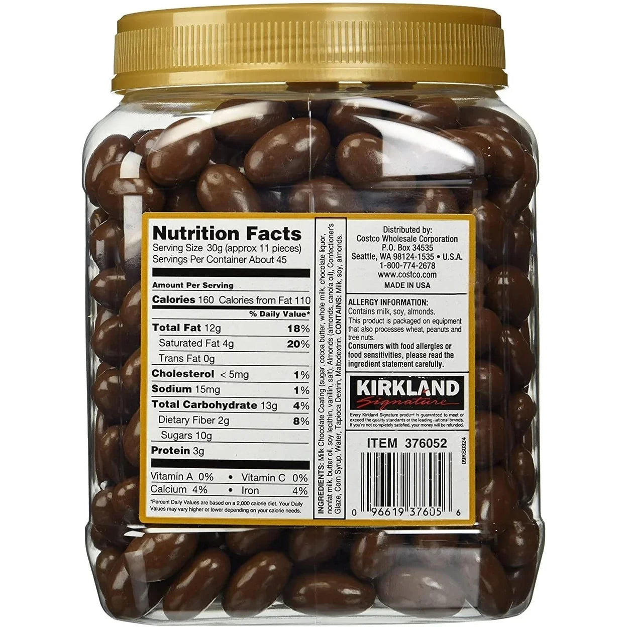 Kirkland Signature Milk Chocolate Covered Almonds, 48 oz