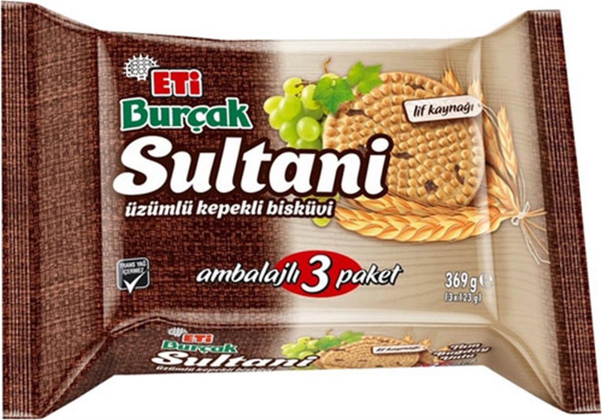 Eti Burcak Sultani Bran Biscuit with Raisins, 369g
