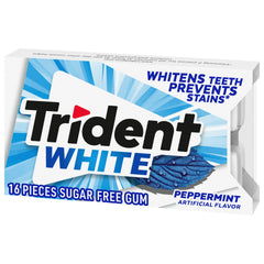 Trident White Sugar Free Gum, Peppermint, 16 Pieces, 12 ct