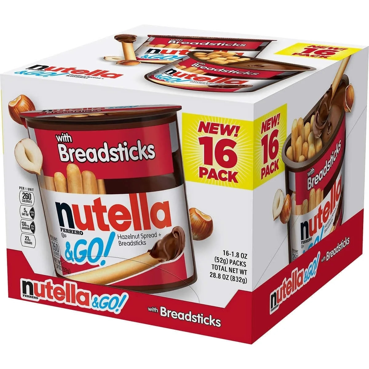 Nutella & Go Hazelnut Spread with Breadsticks, 1.8 oz, 16 ct