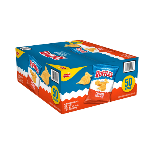 Ruffles Potato Chips, Cheddar & Sour Cream, 1 oz, 50 ct