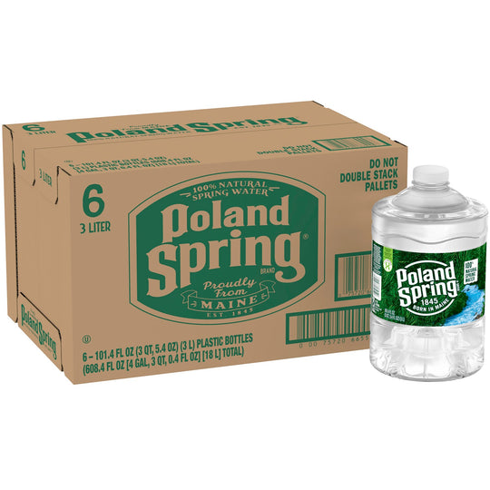 Poland Spring 100% Natural Spring Water, 3 Liter, 6 ct