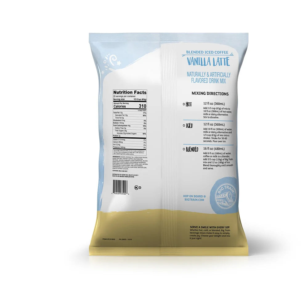 Big Train Blended Ice Coffee Drink Mix, Vanilla Latte, 3.5 lbs
