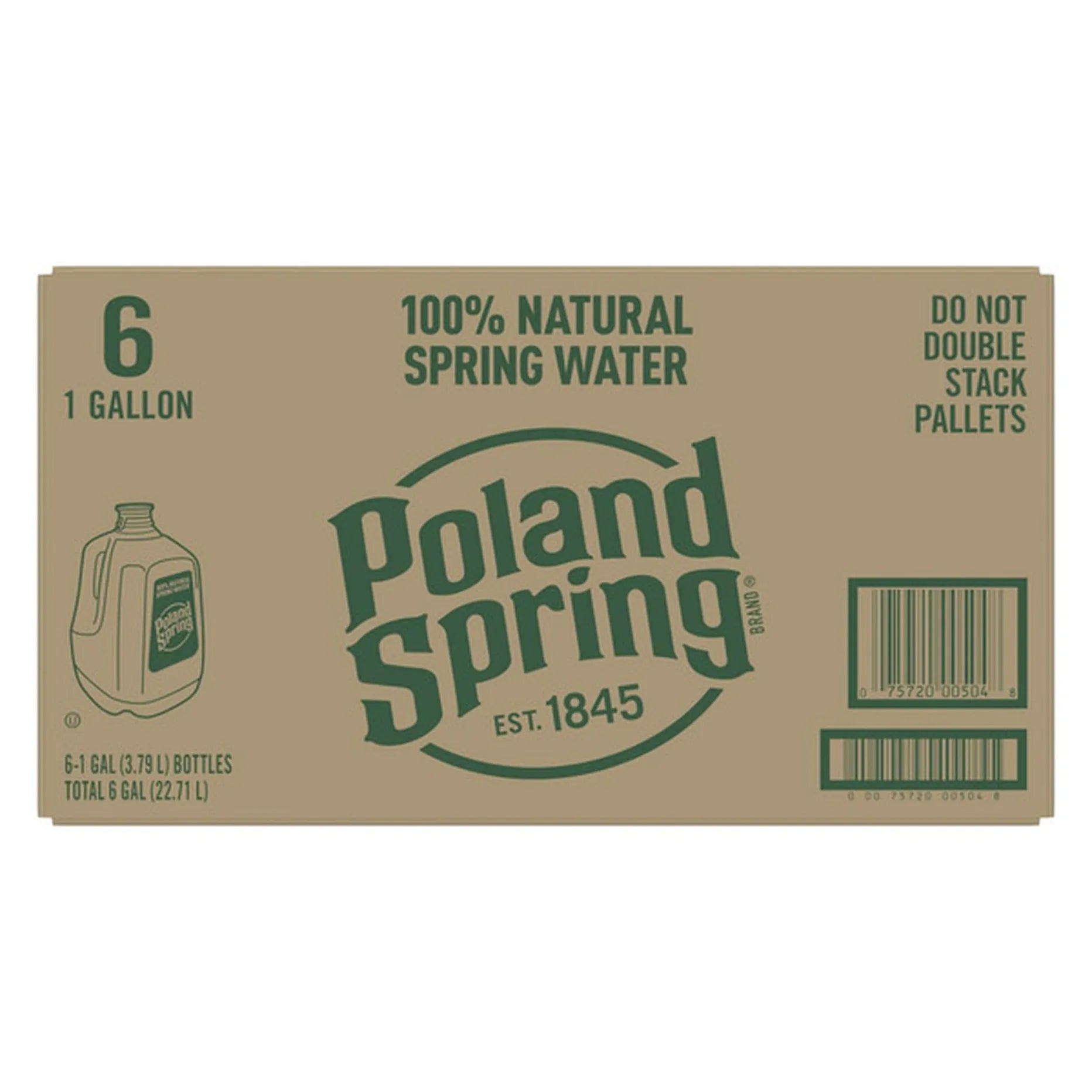 Poland Spring 100% Natural Spring Water, 1 Gallon, 6 ct