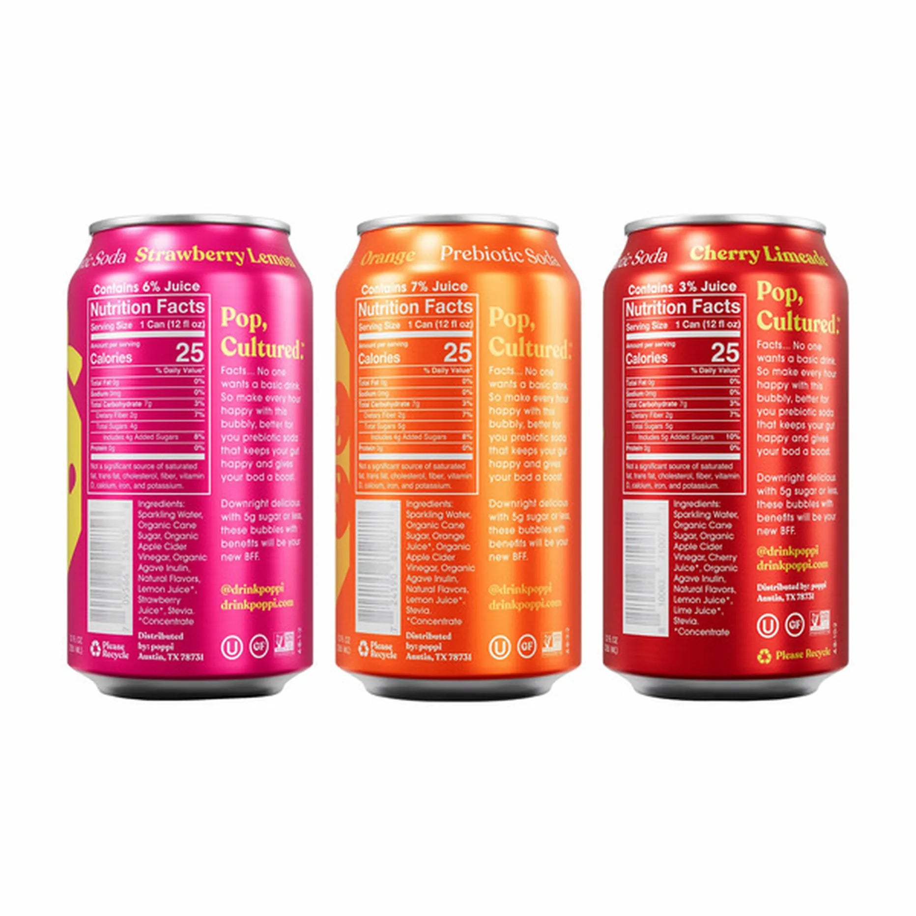 Poppi Prebiotic Soda Variety Pack, 12 fl oz Cans, 15 Pack