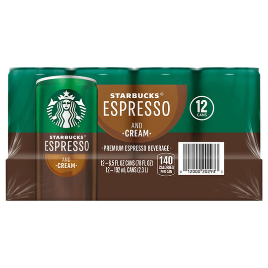 Starbucks Premium Espresso Beverage, Espresso and Cream, 6.5 fl oz, 12 ct