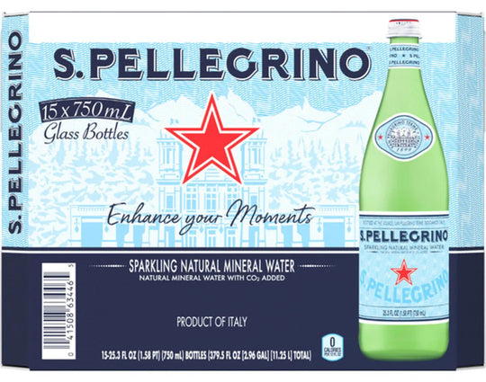 S.Pellegrino Sparkling Natural Mineral Water, 25.3 fl oz, 15 ct