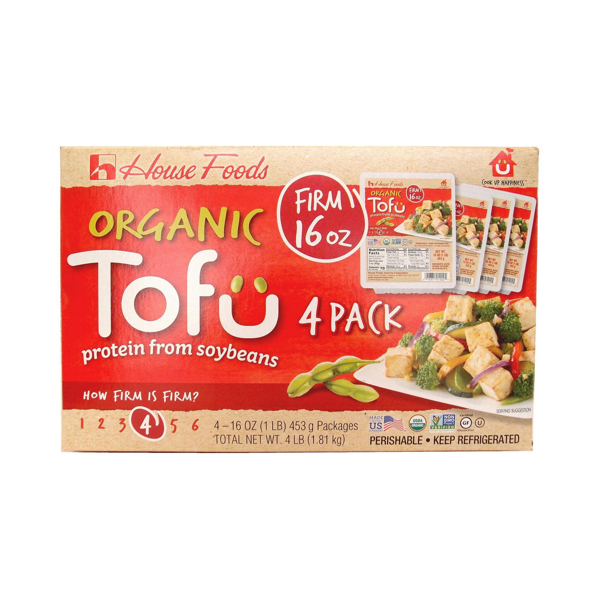 House Foods Organic Tofu, Firm, 16 oz, 4 ct