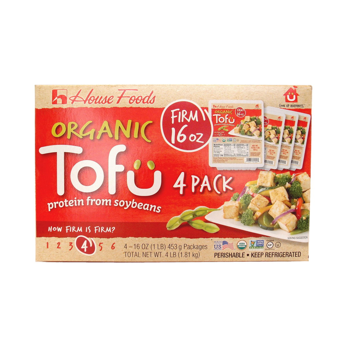 House Foods Organic Tofu, Firm, 16 oz, 4 ct