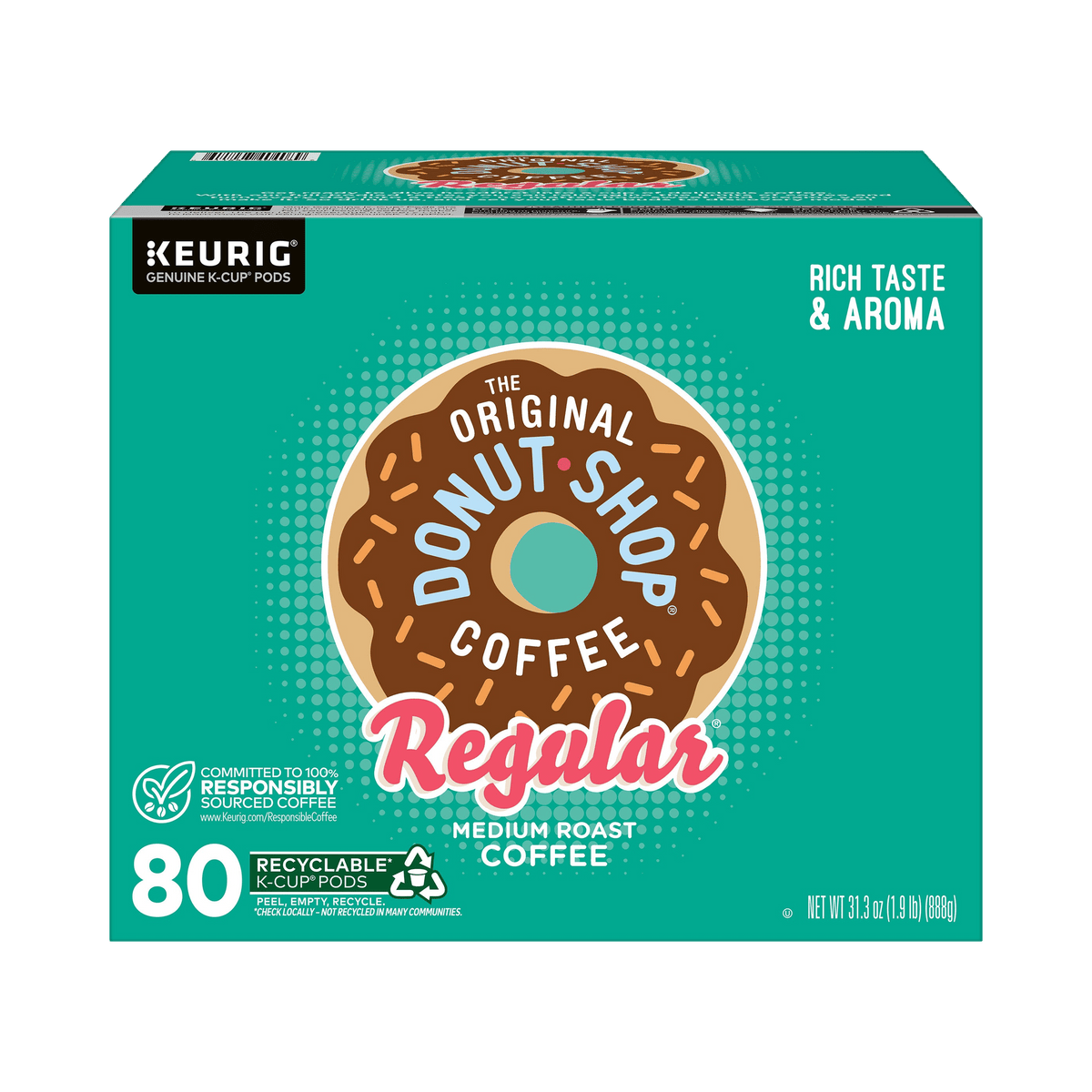 The Original Donut Shop Coffee, Regular, Medium Roast, Keurig K-Cup Pods, 80 ct