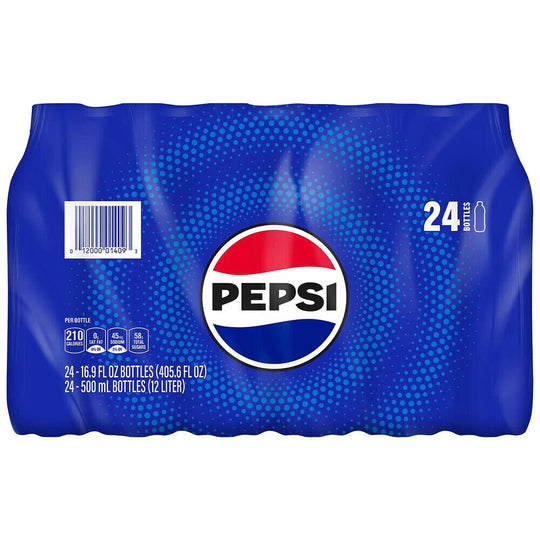 Pepsi Cola, 16.9 fl oz Bottles, 24 Pack