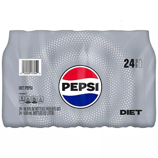 Diet Pepsi, 16.9 fl oz Bottles, 24-Pack