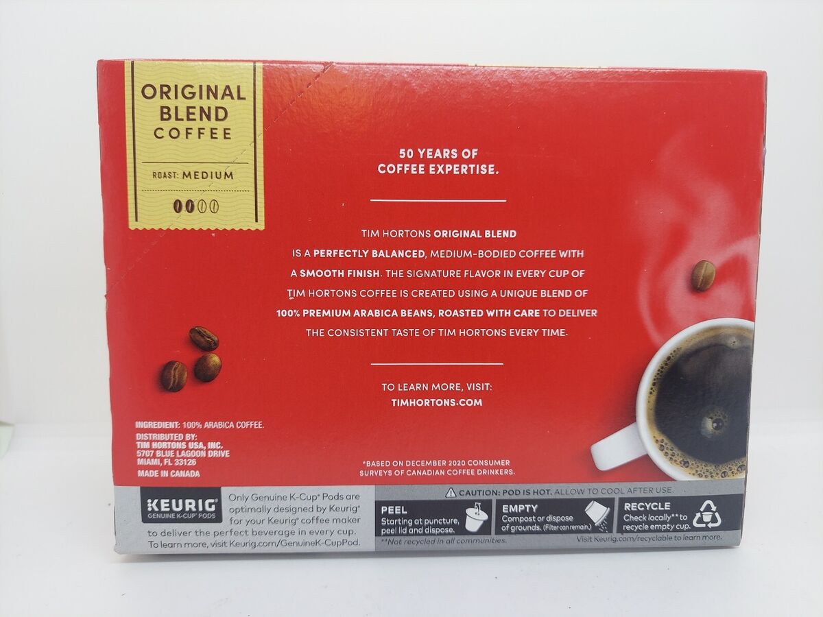 Tim Hortons Original Blend Coffee, Medium Roast, Keurig K-Cup Pods, 110 ct