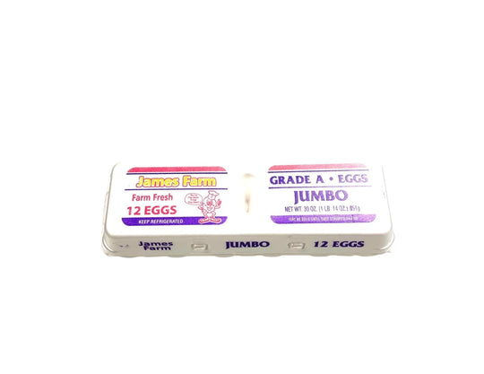 James Farm - Jumbo White Eggs, in Cartons - 1 dz