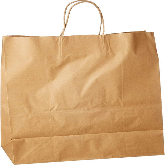 Natural Kraft Paper Retail Shopping Bags with Rope Handles 13" x 7" x 17" ( 50 Ct )